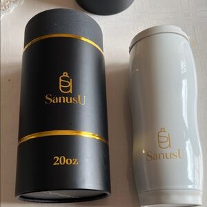 SanusU 20oz White Insulated Tumbler with Gold Logo